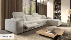 Full view of VITO XII MIX corner sofa bed, right-hand facing, electric footrest
