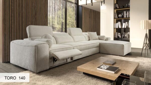 Full view of VITO XII MIX corner sofa bed, right-hand facing, electric footrest