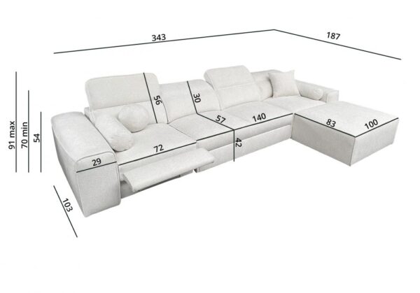 VITO XII MIX sofa's versatile chaise lounge and hidden 'crocodile' hook system