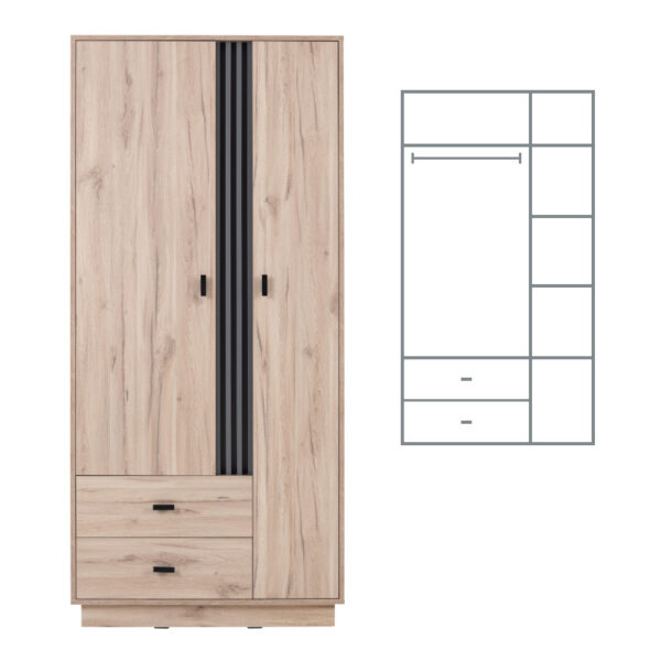Allmo Wardrobe AL1 – Light Estana Oak / Anthracite