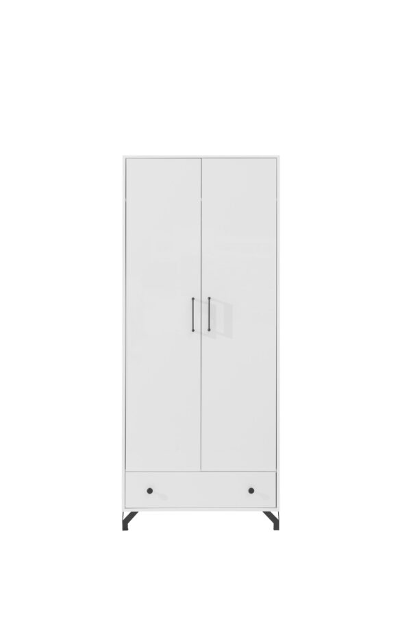 2-Door Wardrobe BERGEN BE1 – White High Gloss
