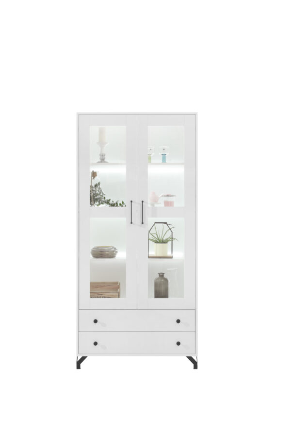 Wide Display Cabinet BERGEN BE2 – White High Gloss