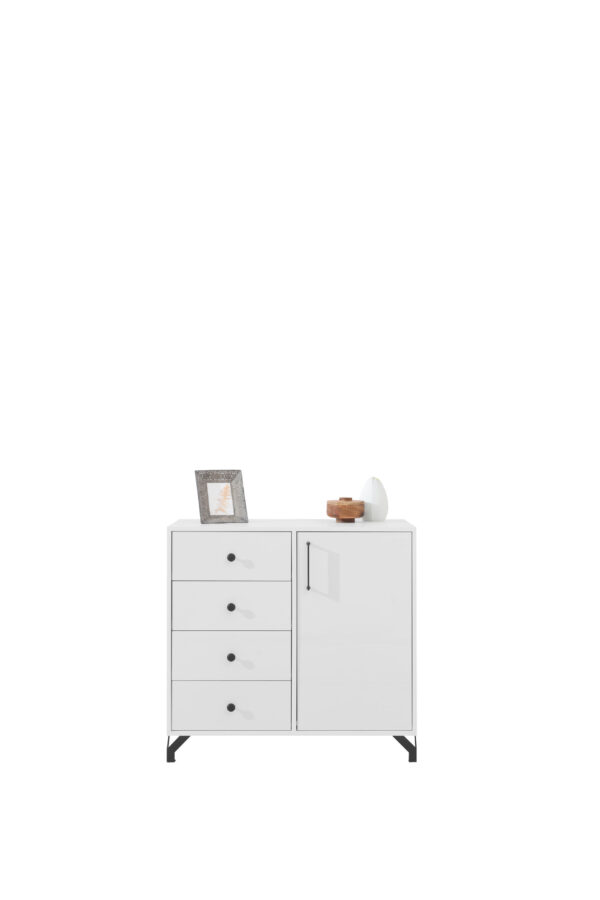 Chest of Drawers 90 cm BERGEN BE7 – White High Gloss