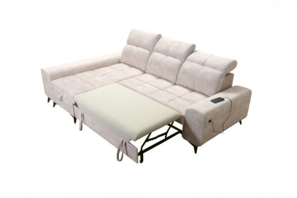 GOLDEN I corner sofa, elegant profile view, showcasing sleek metal legs