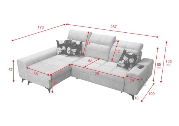 GOLDEN I corner sofa, elegant side angle, showcasing armrest design