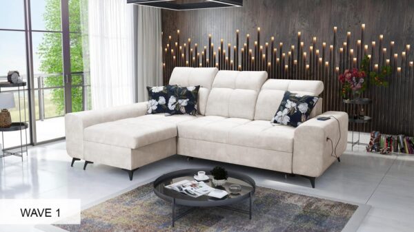 Sample image of GOLDEN I sofa with black matte metal front legs