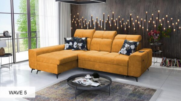 GOLDEN I sofa showing wooden rear legs in a dark finish