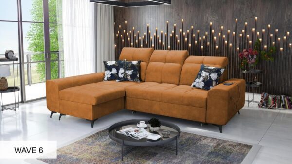 GOLDEN I sofa with wooden rear legs in white, clean and modern