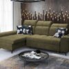 GOLDEN I sofa with wooden rear legs in wenge, elegant and rich
