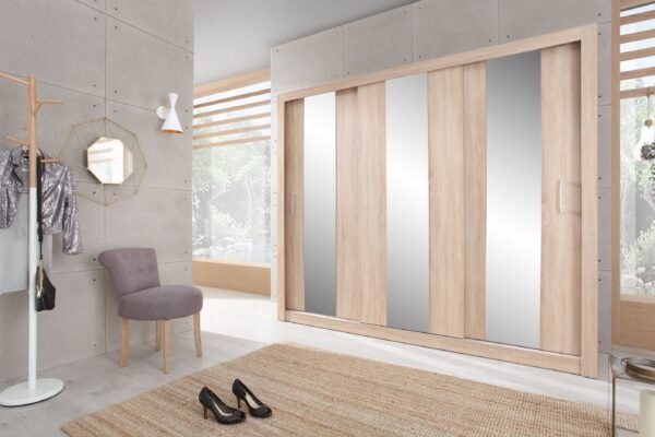 Duco DC1 3-Door Sliding Wardrobe with Mirror 250cm