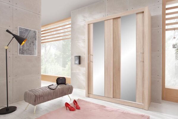 Duco DC3 2-Door Sliding Wardrobe with Mirror 160cm