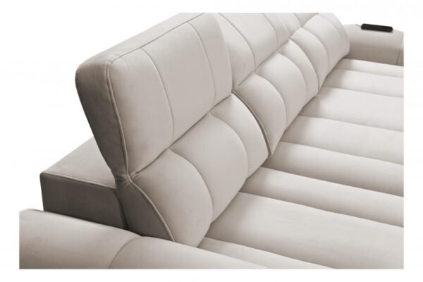 Detail of AVELIO I corner sofa's fabric upholstery and stitching