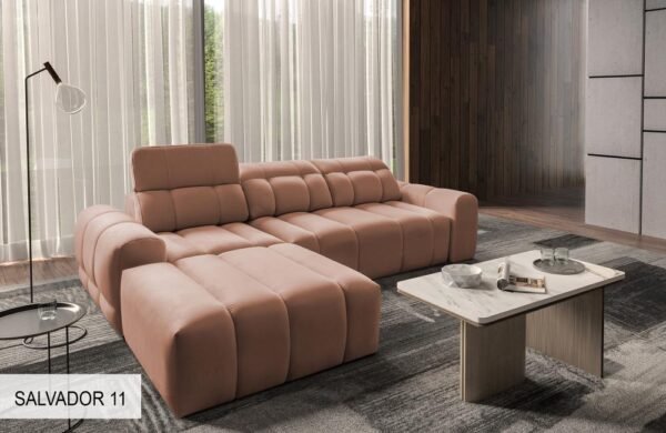 Stylized view of the AVELIO I corner sofa in a showroom