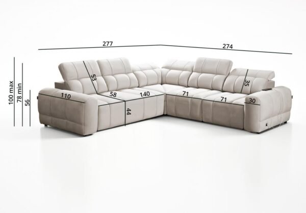 AVELIO III corner sofa dimensions diagram.