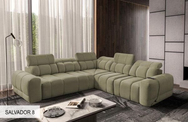 AVELIO III corner sofa with a focus on its textile texture.