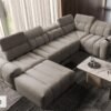 AVELIO IV corner sofa in a contemporary dark grey fabric finish.