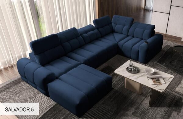 Full view of AVELIO IV sofa's spacious seating and stylish modern legs.