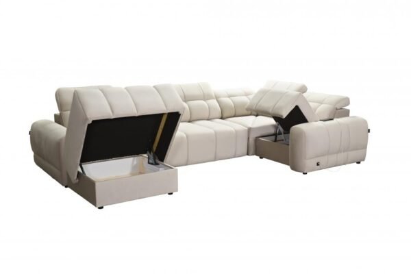 Close-up of AVELIO IV sofa's integrated USB A+C charging port.