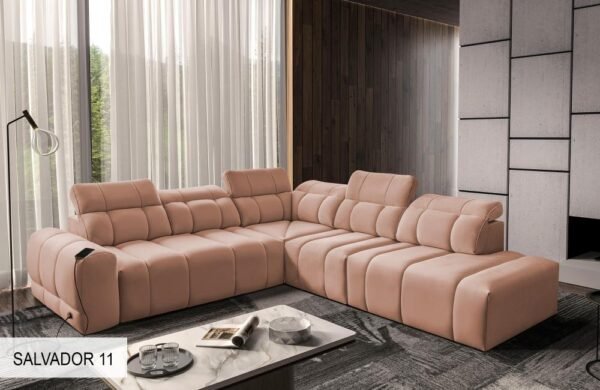 Overall view of AVELIO IX corner sofa in a spacious living area.