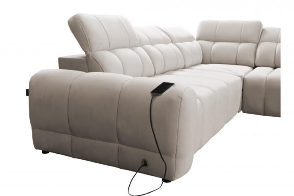 AVELIO IX corner sofa illustrating storage compartment access.