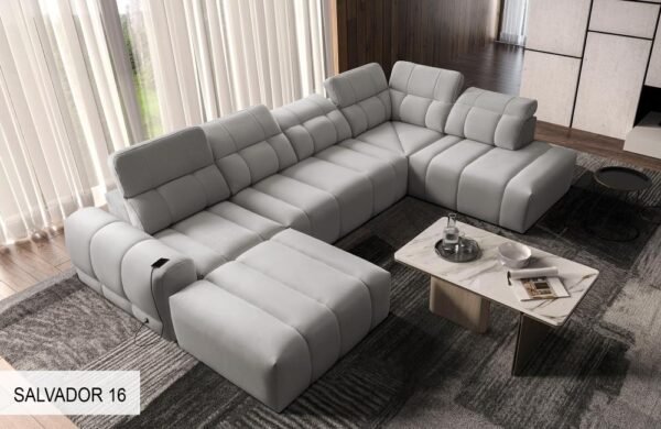 AVELIO VI corner sofa with integrated USB-A and USB-C charging ports