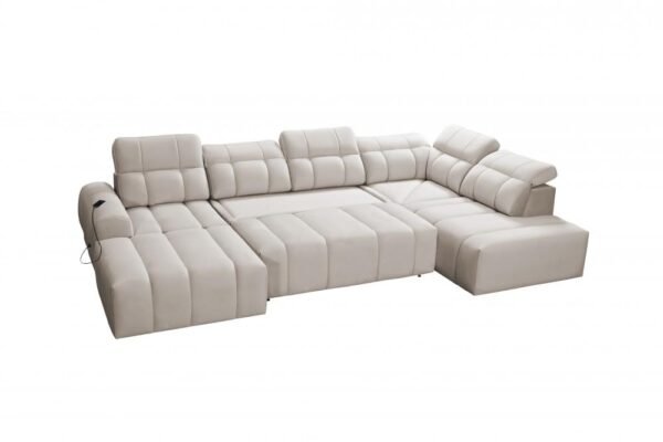 Stylish AVELIO VI corner sofa in a neutral fabric, perfect for modern living