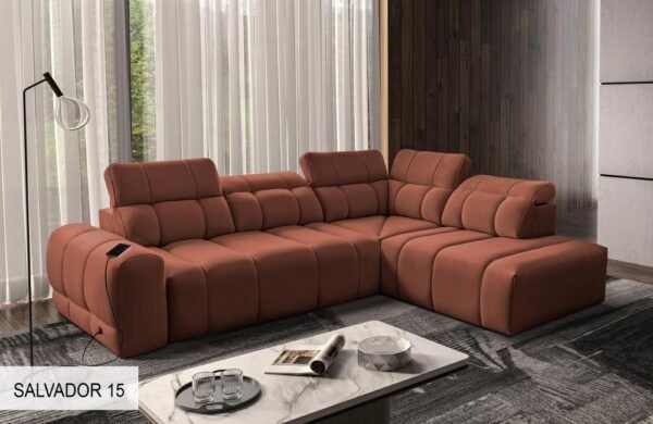 AVELIO VII corner sofa with smooth fabric upholstery