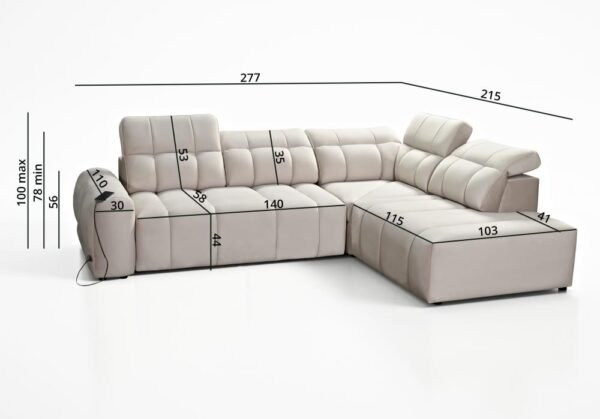 AVELIO VII corner sofa dimensions diagram