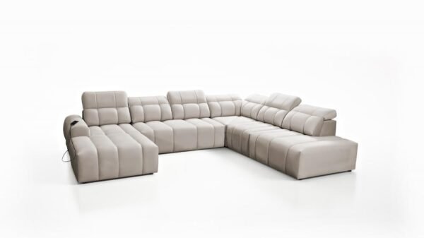 AVELIO X corner sofa showcasing its PUMA sleep function fully extended.