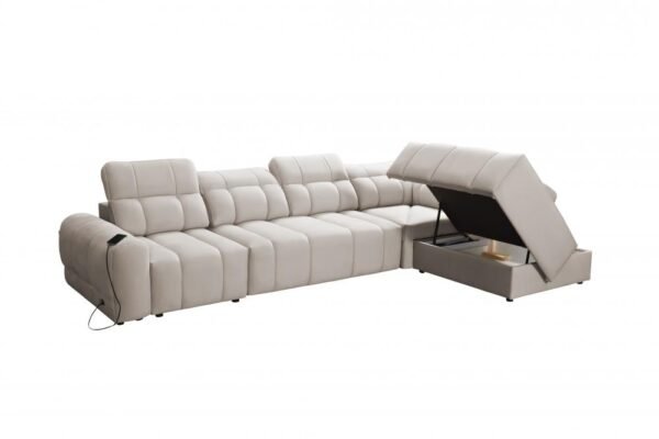AVELIO XI L-shaped sofa featuring its convenient USB charging port