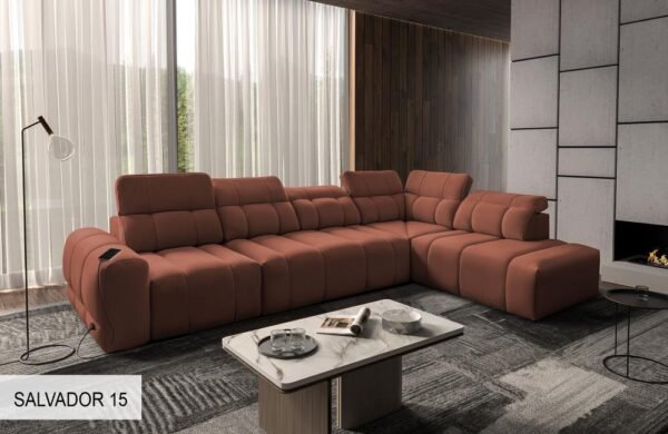 Close-up of AVELIO XI sofa's robust base and leg design