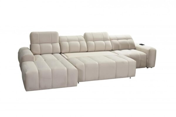 USB charging port integrated into AVELIO XII corner sofa armrest