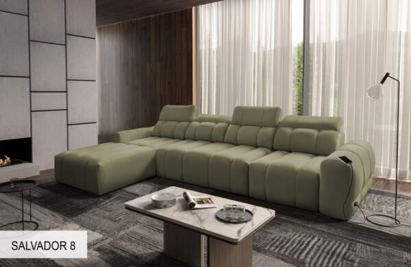AVELIO XII sofa showing concealed storage under chaise lounge